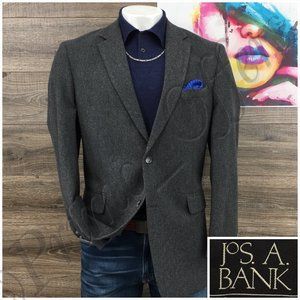 New Jos A Bank Mens Blazer Sport Coat Two Button Casual Jacket 44L Wool‎ Suits